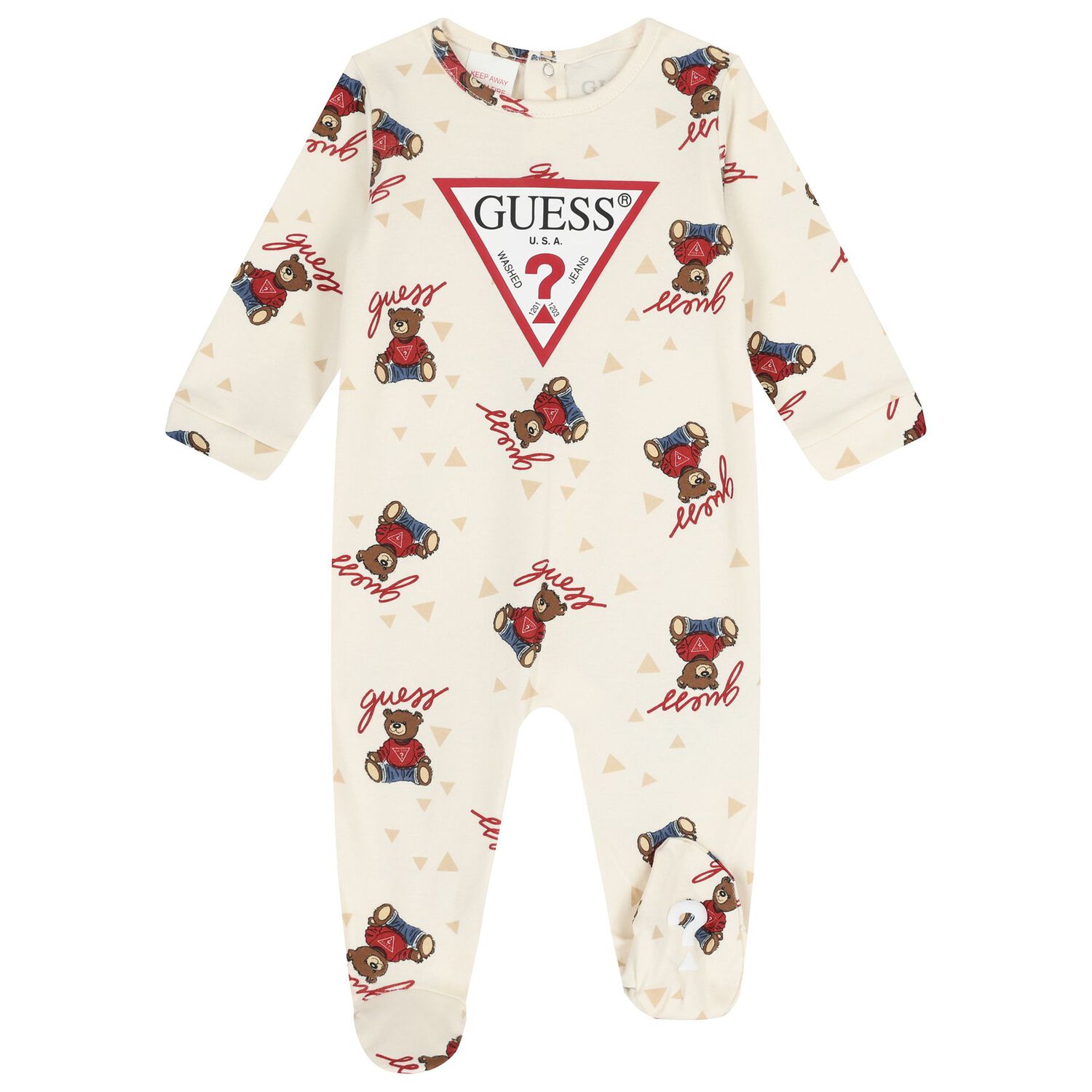 Ivory Teddy Bear Logo Babygrow, 2, hi-res