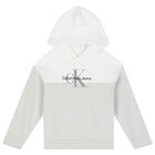 Boys White & Grey Logo Hooded Top, 1, hi-res
