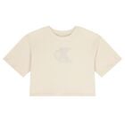 Girls Beige Logo T-Shirt, 1, hi-res