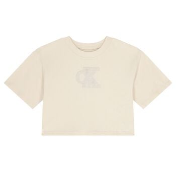 Girls Beige Logo T-Shirt