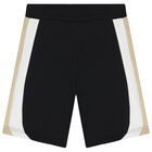 Boys Black Striped Shorts, 2, hi-res