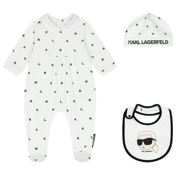 Baby Boys White & Black Babygrow Gift Set