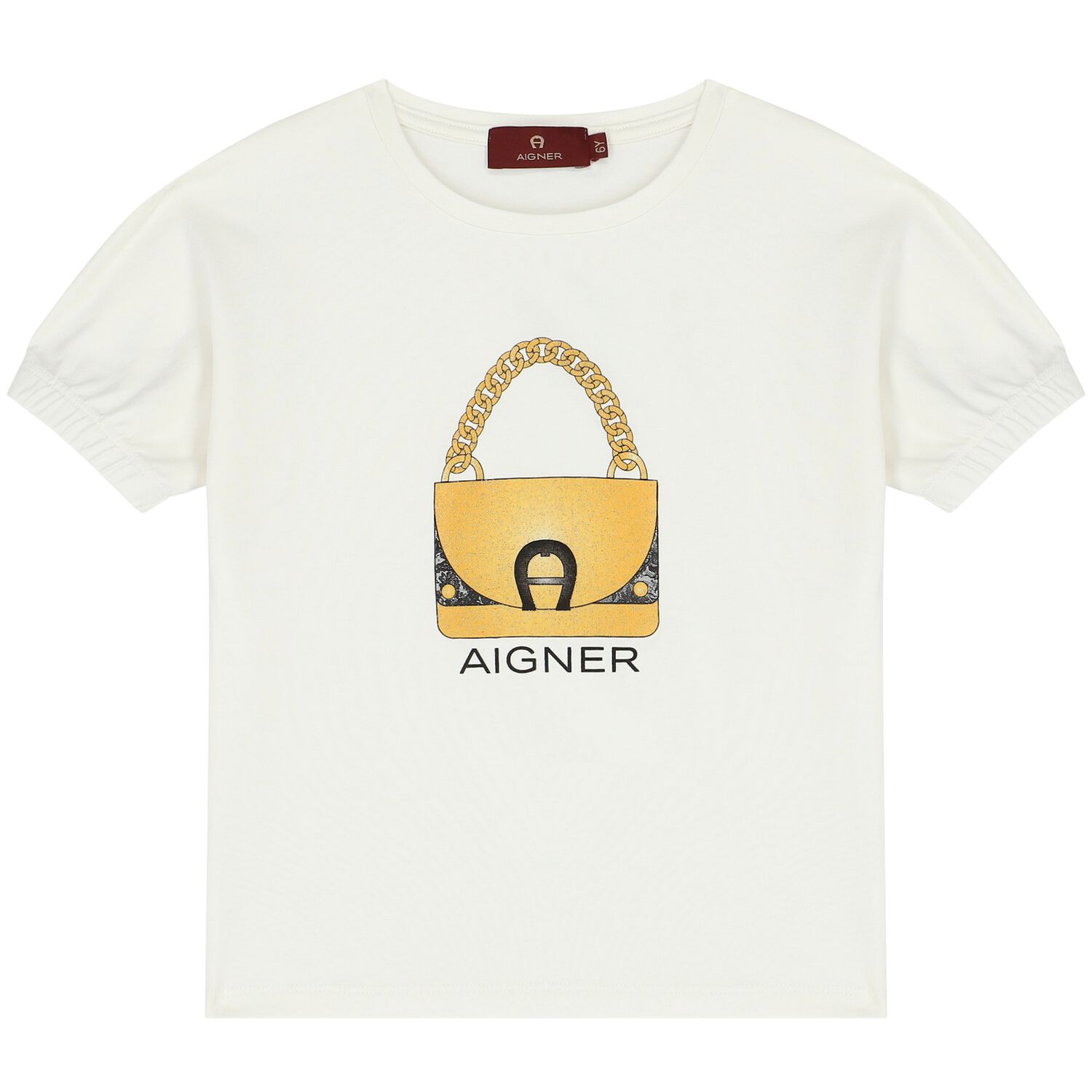 تيشيرت بالشعار باللون العاجي للبنات, 1, hi-res