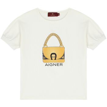 Girls Ivory Logo Bag T-Shirt