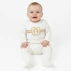 Ivory & Gold Logo Romper, 1, hi-res