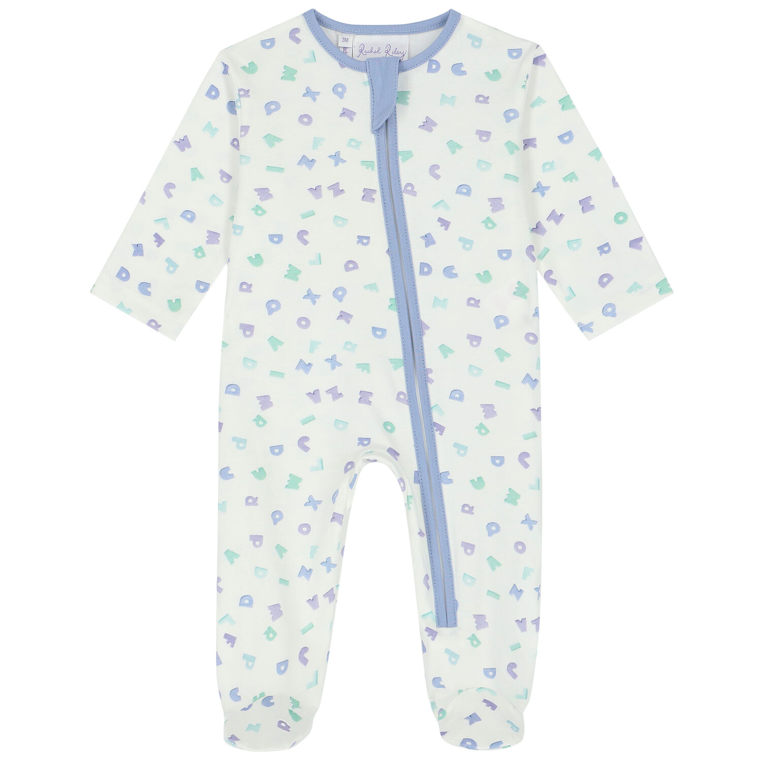 افرول بطبعة حروف باللون العاجى والازرق للاولاد, 2, hi-res image number null