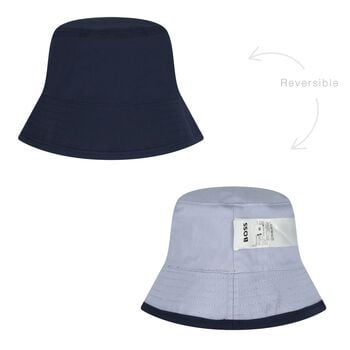 Baby Boys Blue & Navy Blue Logo Reversible Hat