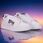 Boys White Logo Trainers, 1, hi-res