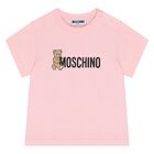 Younger Girls Pink Teddy Bear Logo T-Shirt, 7, hi-res