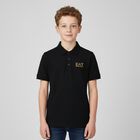 Boys Black Logo Polo Shirt, 1, hi-res