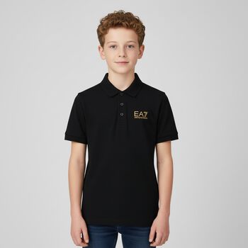 Boys Black Logo Polo Shirt, 1 Boys Black Logo Polo Shirt