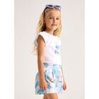 Girls Blue Printed Short, 3, hi-res