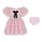 Baby Girls Pink & Black Bow Tulle Greta Dress Set, 1, hi-res