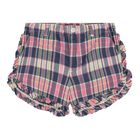 Baby Girls Ivory, Pink & Blue Tartan Polo Bear Shorts Set, 1, hi-res