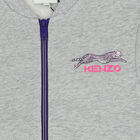 سترة رياضية بسحاب بشعار الفهد باللون الرمادى للبنات, 1, hi-res