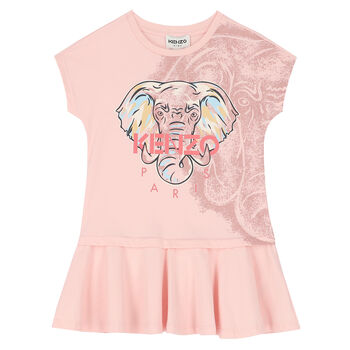 Girls Pink Elephant Logo dress