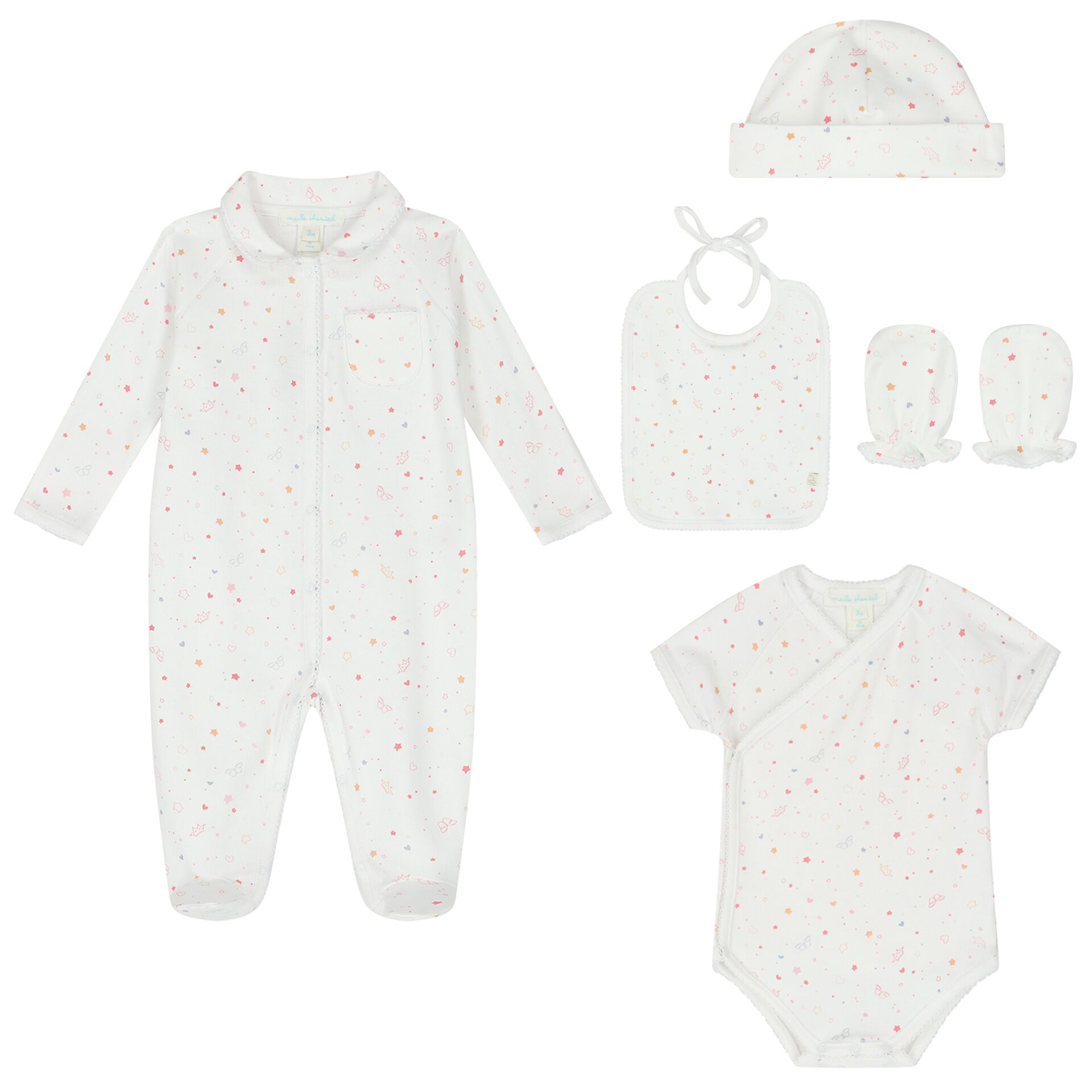 Marie Chantal Baby Girls White Star Crown 5 Piece Gift Set Junior Couture UAE