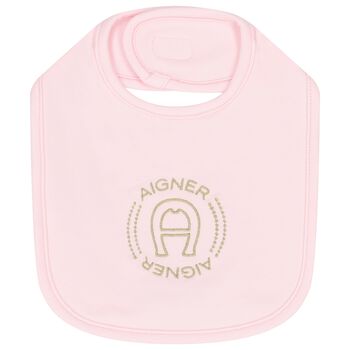 Baby Girls Pink Logo Bib