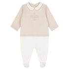 Beige & White Logo Babygrow Gift Set, 1, hi-res