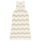Girls Ivory Zigzag Knitted Dress, 1, hi-res