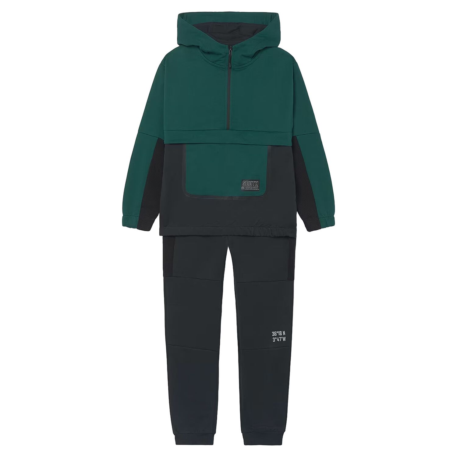 Boys Black & Green Tracksuit, 1, hi-res