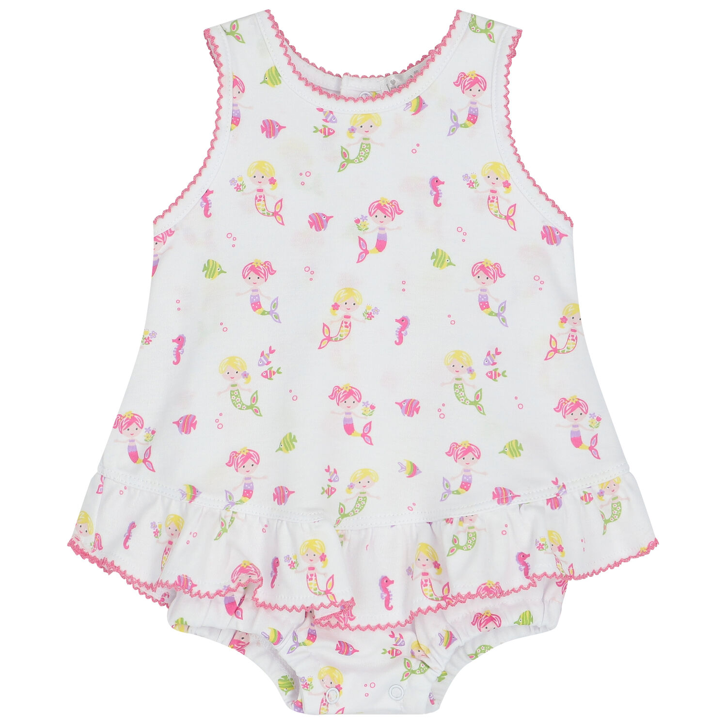 Baby Girls White Mermaids Bodysuit, 1, hi-res