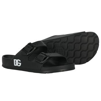 Black Logo Sandals