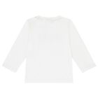 Younger Boys White Logo Long Sleeve Top, 1, hi-res