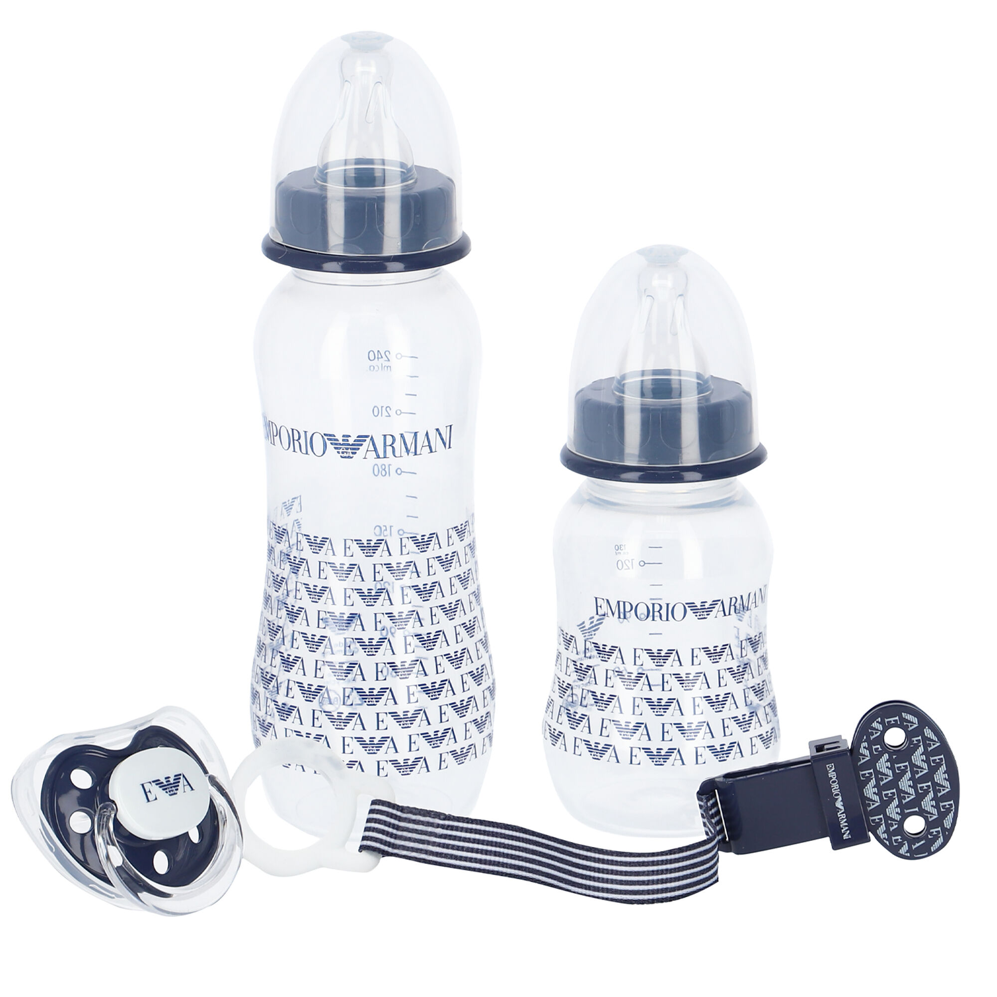 Emporio Armani Baby Boys Navy Bottle Dummy Gift Set Junior Couture UAE