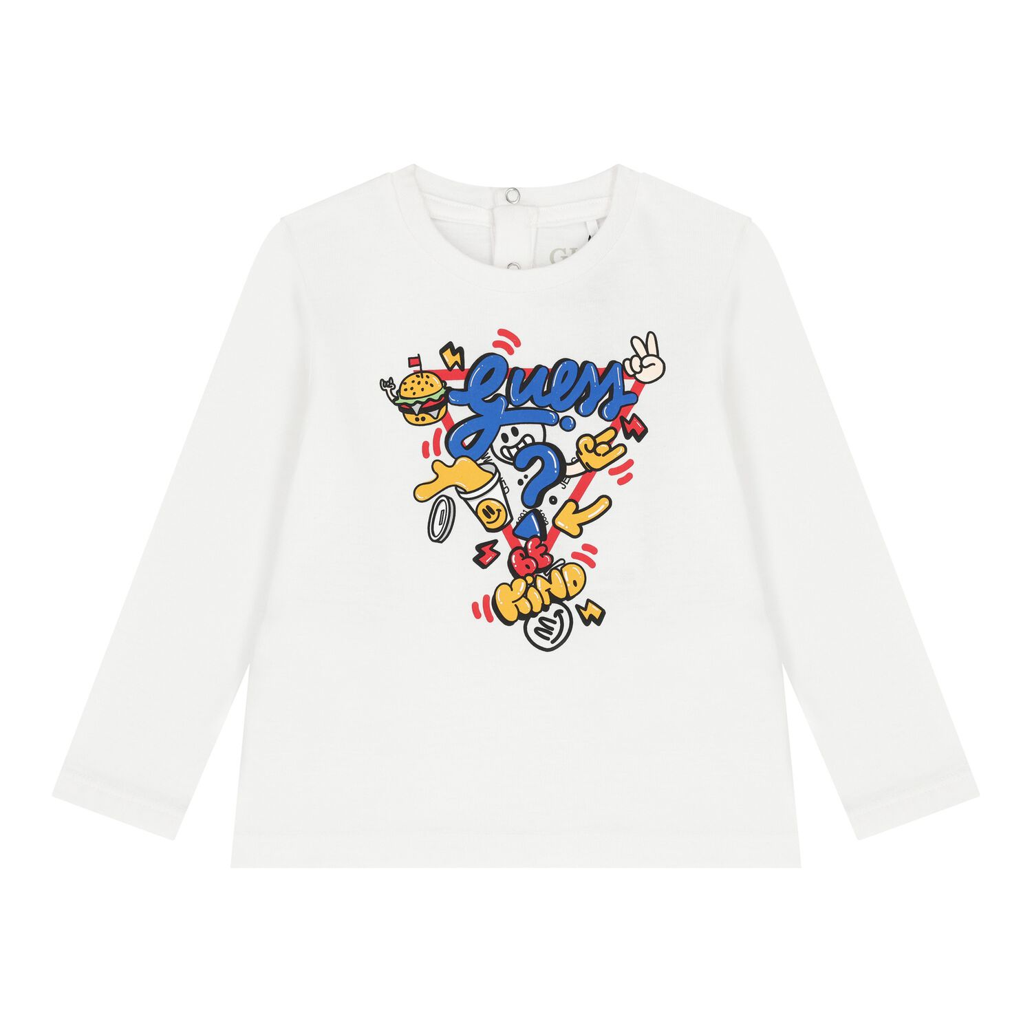 Baby Boys White Logo Long Sleeve Top, 1, hi-res image number null