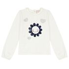 Girls Ivory Embellished Sequin Long Sleeve Top, 1, hi-res