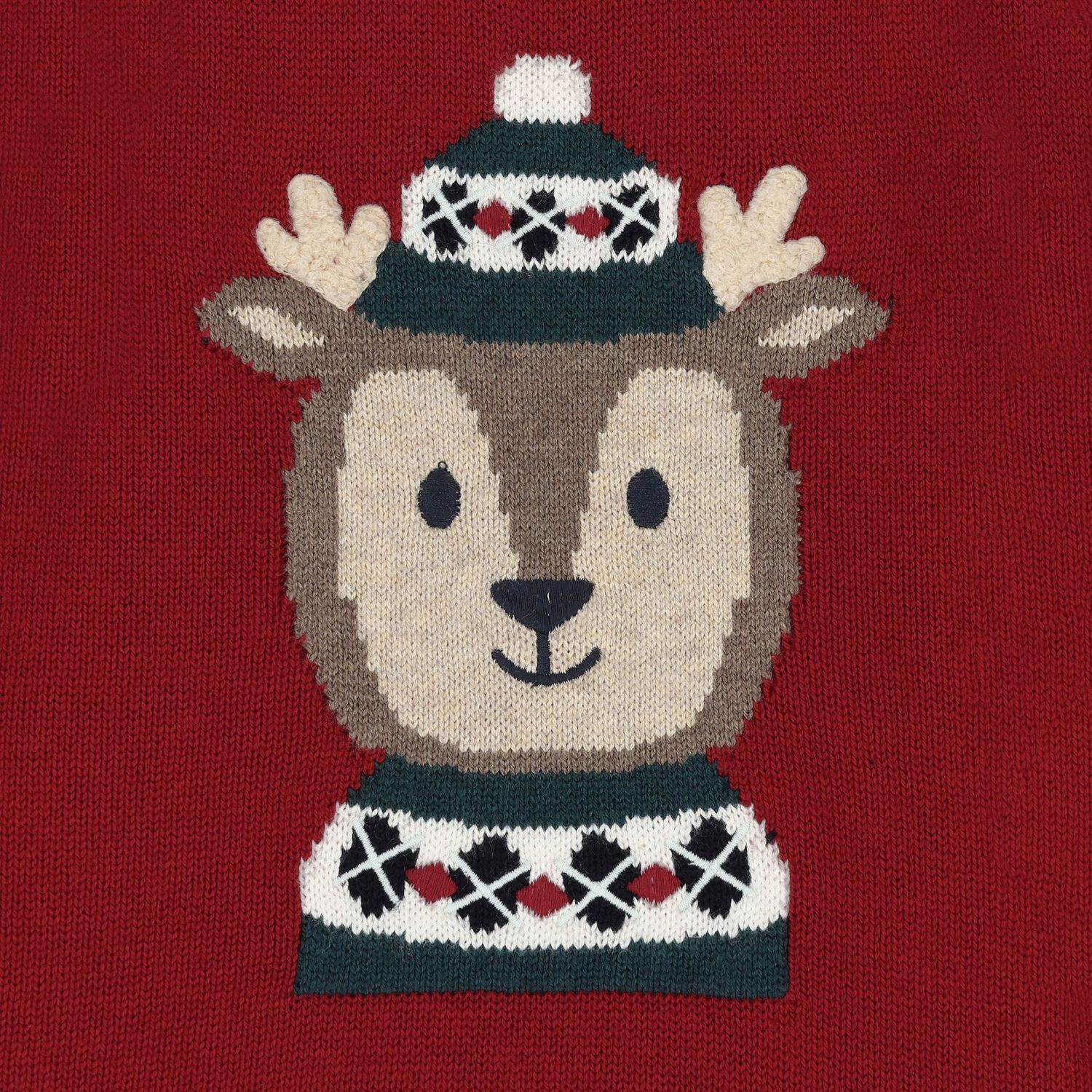 Baby Boys Red Reindeer Knitter Jumper, 1, hi-res