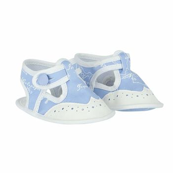 Blue & White Geo Map Pre Walker Shoes