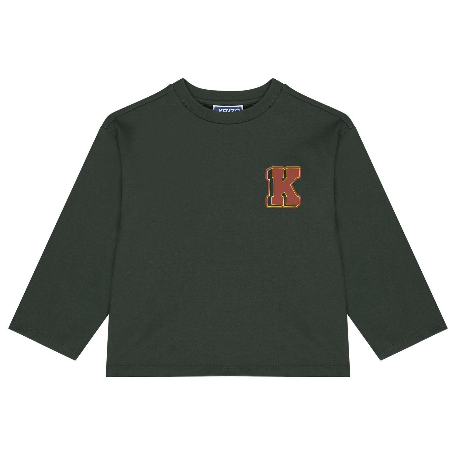 Boys Green Tiger Logo Long Sleeve Top, 1, hi-res