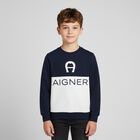 Boys Navy & White Logo Sweatshirt, 1, hi-res