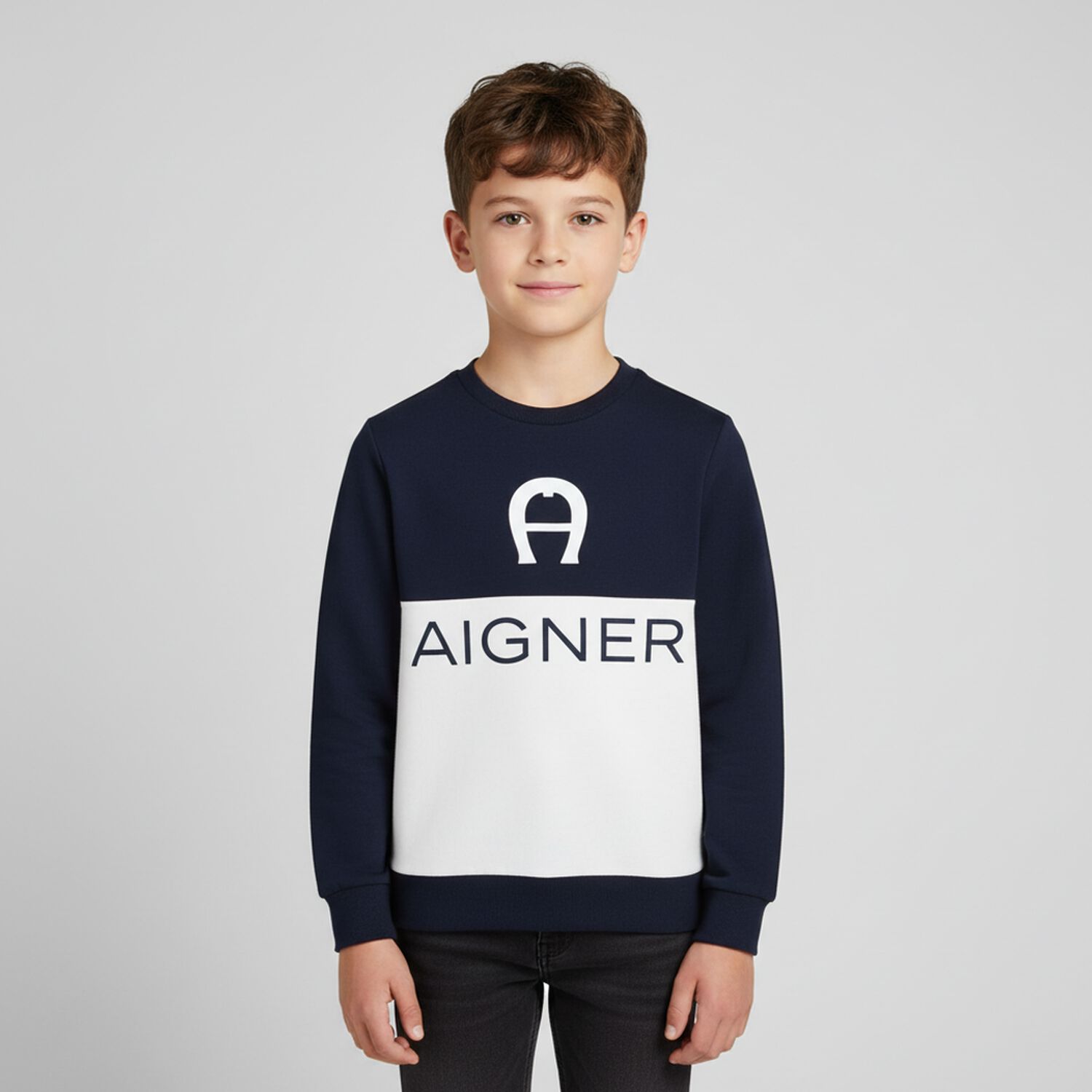 Boys Navy & White Logo Sweatshirt, 1, hi-res image number null