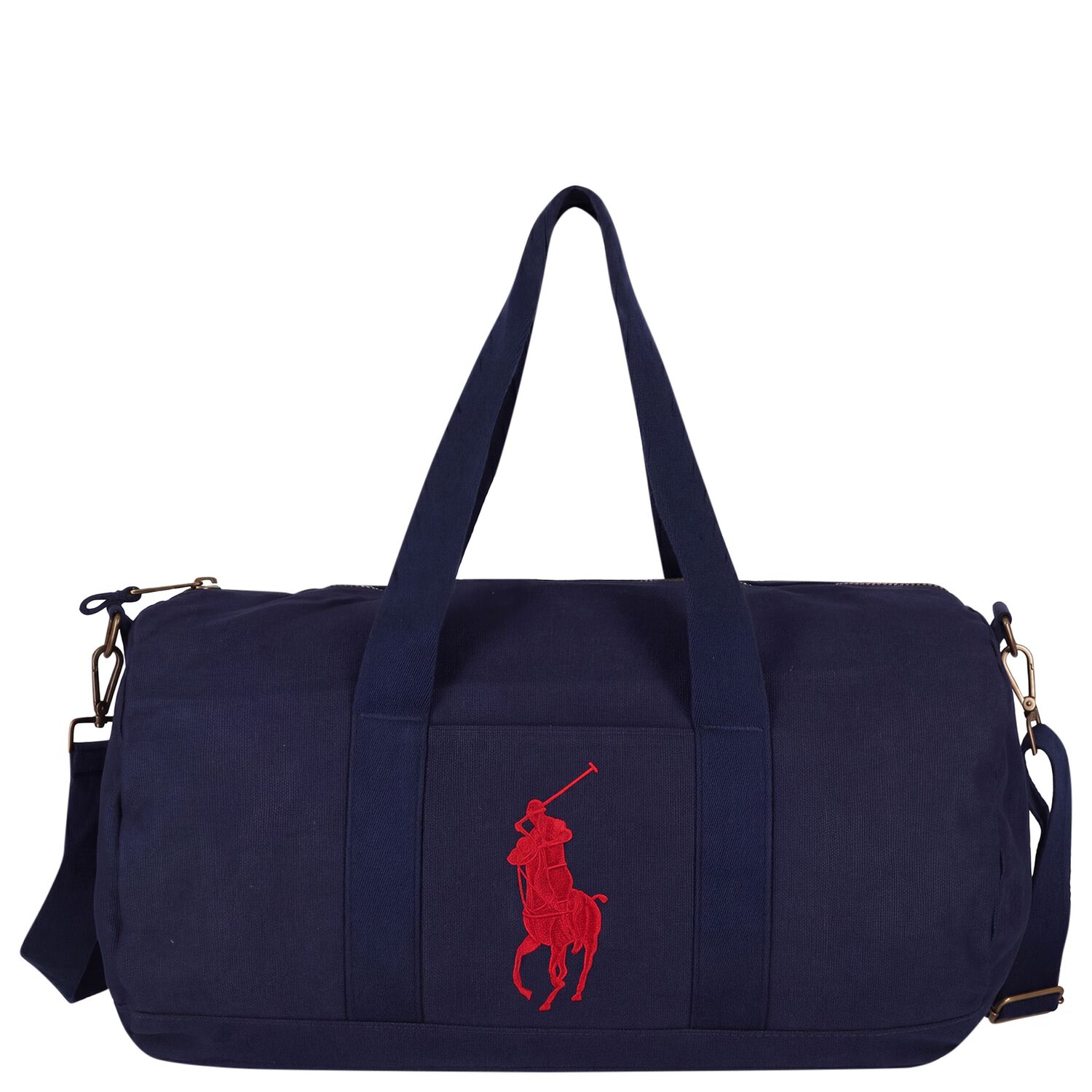 Boys Navy Blue Canvas Pony Logo Sports Bag ( 49cm ) , 1, hi-res