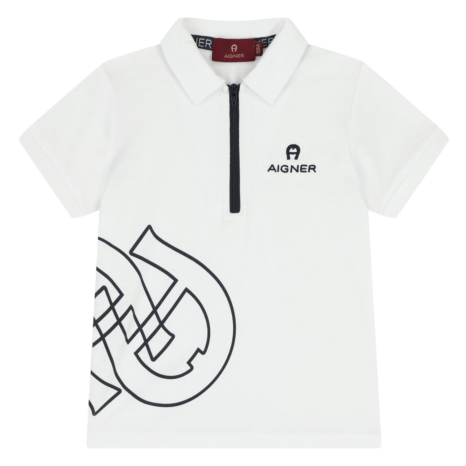Younger Boys White Logo Polo Shirt, 1, hi-res