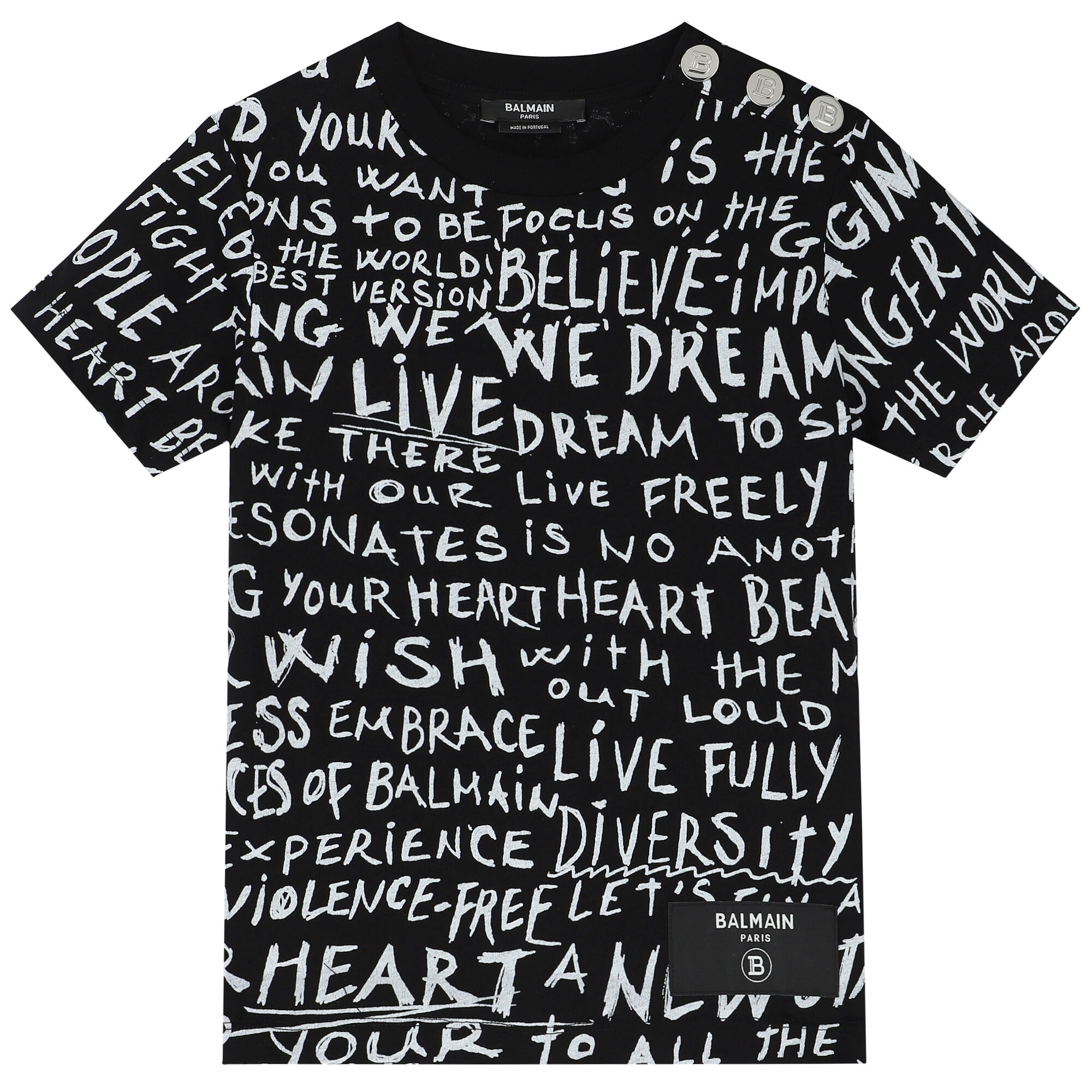 Balmain Black White Logo T Shirt Junior Couture UAE