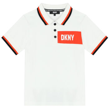 Boys White Logo Polo Shirt