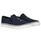 Boys Navy Blue Polo Bear Trainers, 1, hi-res