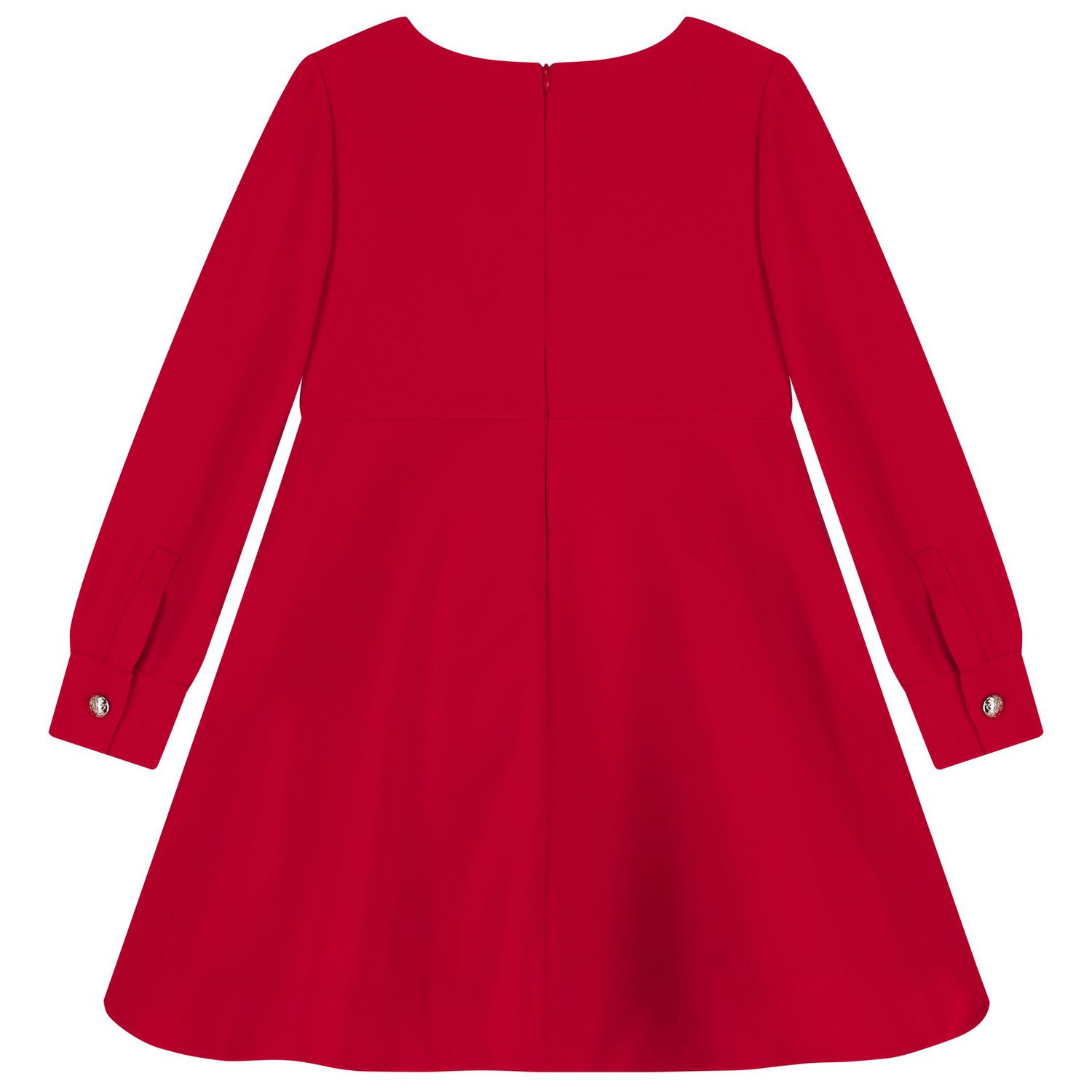 فستان أحمر مزين بفيونكة من الماس للبنات, 2, hi-res