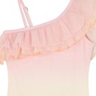 Girls  Beige & Pink Ruffled Swimsuit, 1, hi-res