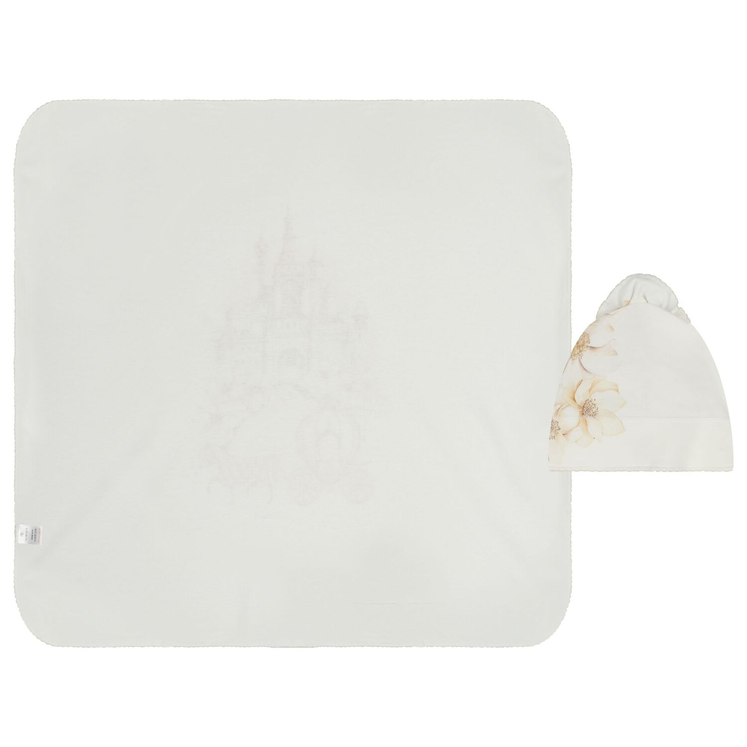 Baby Girls Ivory Blanket & Hat Set , 1, hi-res