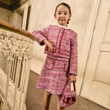 حقيبة يد تويد حمراء للبنات