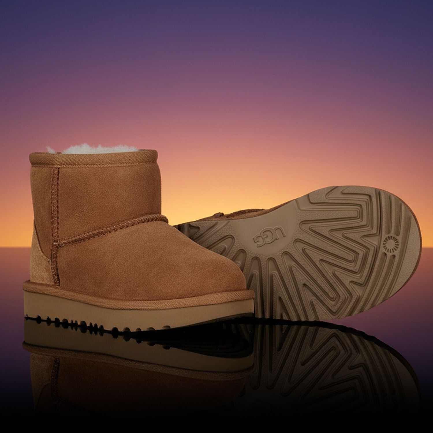 Younger Chestnut Brown Classic Mini II Suede Boots, 2, hi-res