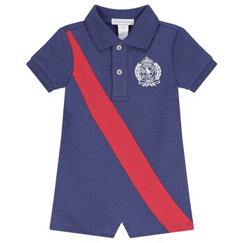 Baby Boys Blue Logo Polo Romper