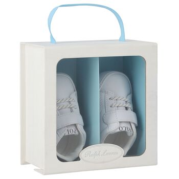 Baby Boys White & Navy Blue Logo Pre Walker Shoes