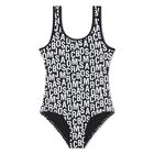 Girls Black & White Logo Swimsuit, 1, hi-res