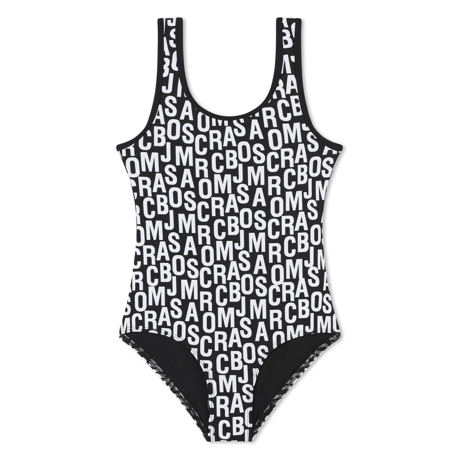 Girls Black & White Logo Swimsuit, 1, hi-res